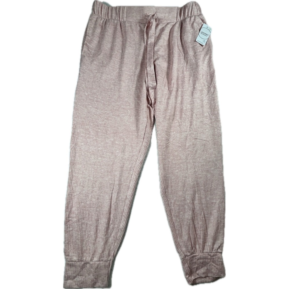 Jockey Better Basics Women Pink Ribbed Microfiber Stretch Lounge Jogger Pants L